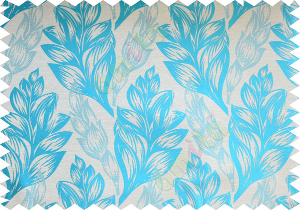 Aqua blue beige floral design poly fabric main curtain designs