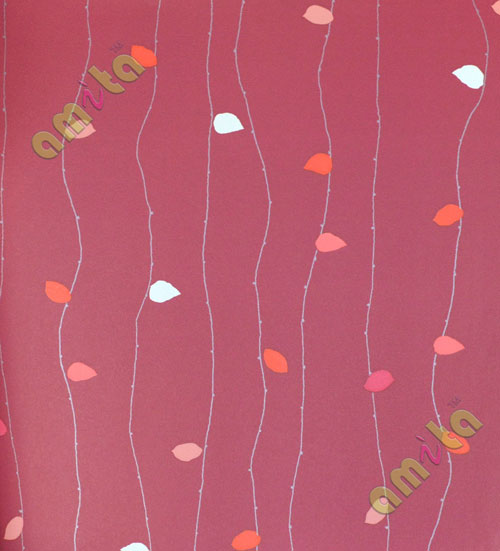Maroon white orange trendy hanging colourful leaf wallpaper